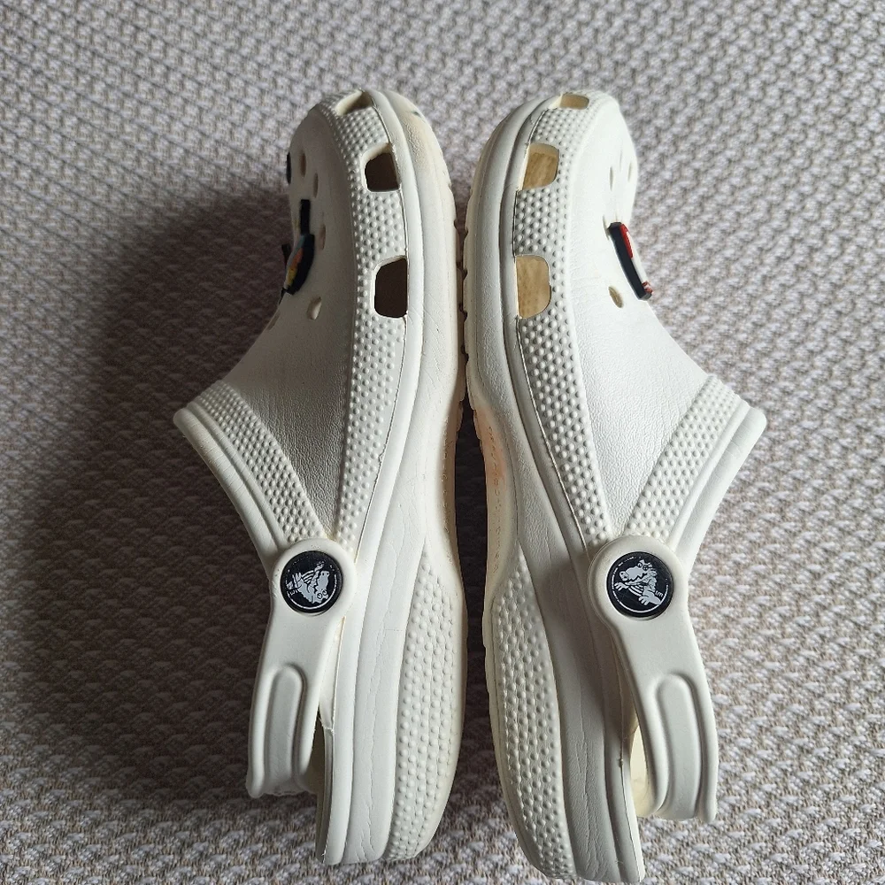 CROCS Kids Cream Clogs with Playful Charms